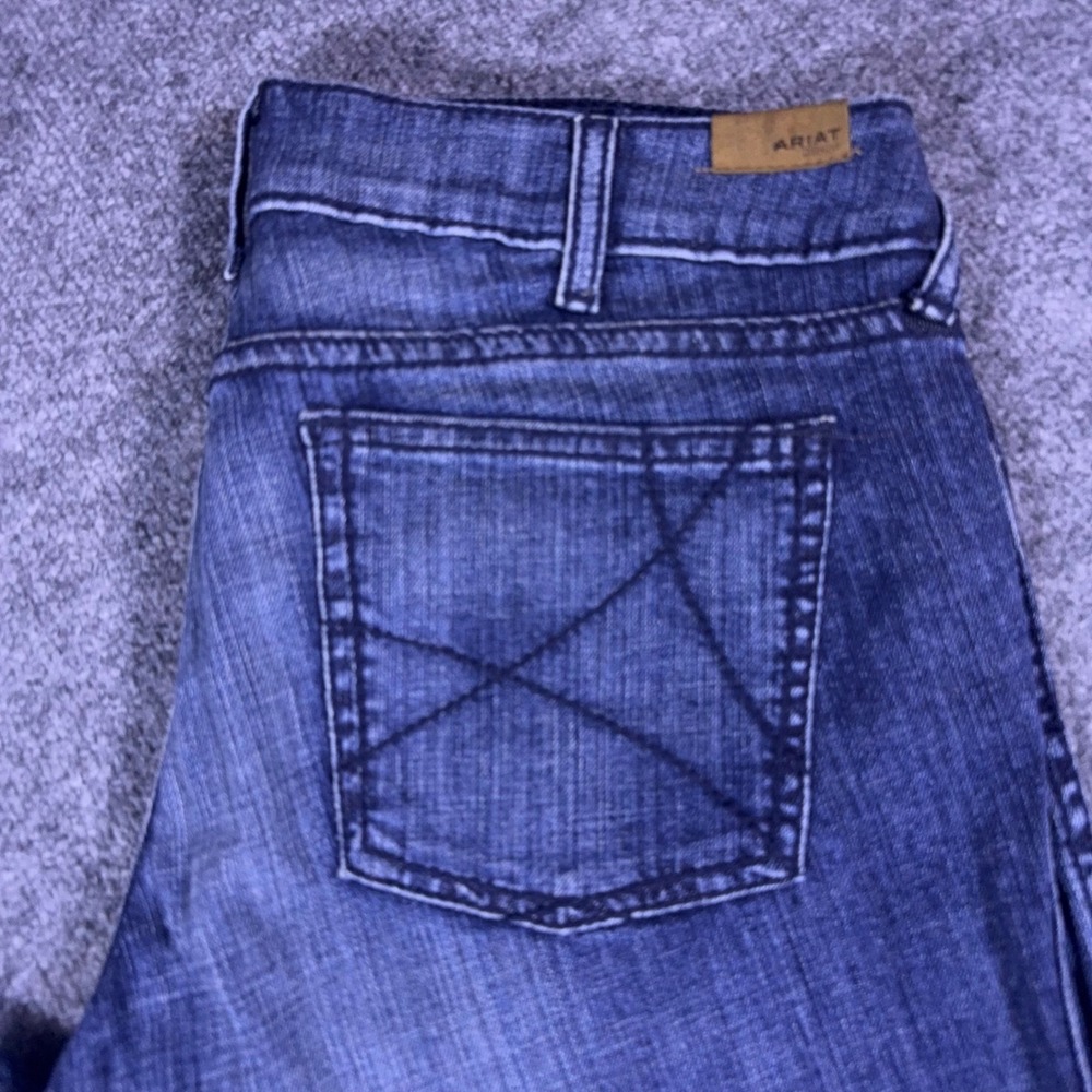 Ariat Denim Trouser Jeans Womens 31L Medium Wash Wide Leg Western Blue - Picture 5 of 12